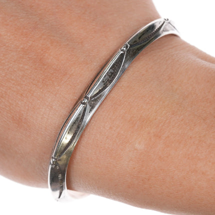 6.375" Vintage TG Navajo Carinated ingot silver cuff bracelet - Estate Fresh Austin