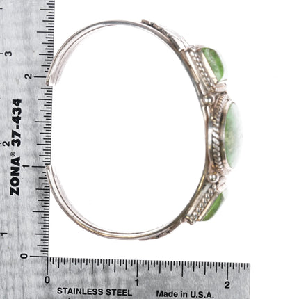 6.4" Herman Vandever Navajo sterling silver gaspeite cuff bracelet - Estate Fresh Austin