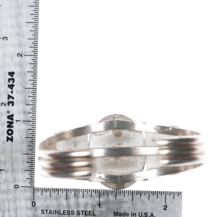 6.4" Herman Vandever Navajo sterling silver gaspeite cuff bracelet - Estate Fresh Austin