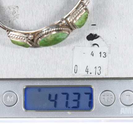 6.4" Herman Vandever Navajo sterling silver gaspeite cuff bracelet - Estate Fresh Austin