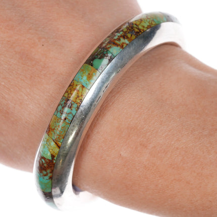 6" J.A Young & A.K. Edgar sterling turquoise, lapis, coral cuff bracelet - Estate Fresh Austin