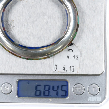 6" J.A Young & A.K. Edgar sterling turquoise, lapis, coral cuff bracelet - Estate Fresh Austin