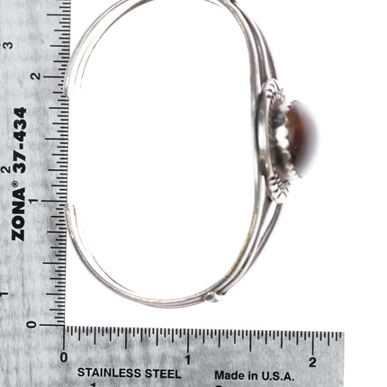 6.35" 1980's M Navajo sterling silver Arizona fire agate cuff bracelet - Estate Fresh Austin
