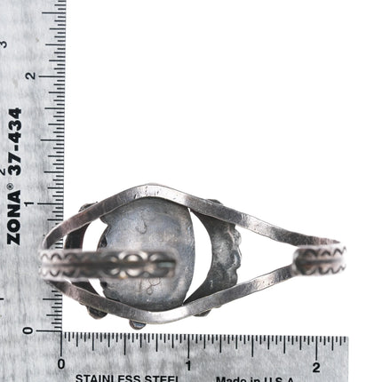 6.3" 60's-70's Navajo sterling silver coral cuff bracelet with nice stampings - Estate Fresh Austin