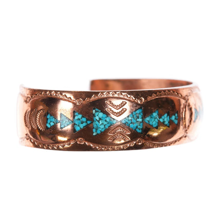 6.6" Nakai Navajo Copper chip inlay cuff bracelet - Estate Fresh Austin