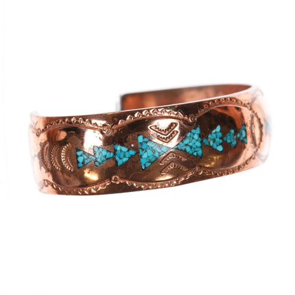 6.6" Nakai Navajo Copper chip inlay cuff bracelet - Estate Fresh Austin