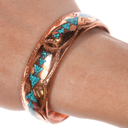 6.6" Nakai Navajo Copper chip inlay cuff bracelet - Estate Fresh Austin