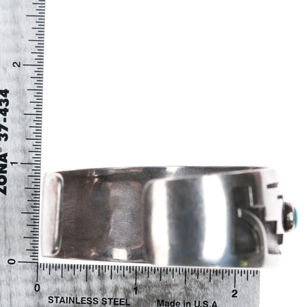 6.25" Tony Kyasyousie Hopi Overlay turquoise/coral watch cuff bracelet sterling - Estate Fresh Austin