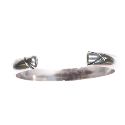 6" Vintage Navajo chiseled silver cuff bracelet - Estate Fresh Austin