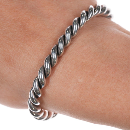 6" Vintage Navajo silver thick twisted wire cuff bracelet - Estate Fresh Austin