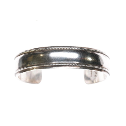 6.625" Tahe Navajo silver twisted wire border cuff bracelet - Estate Fresh Austin