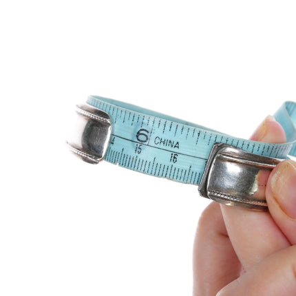 6.625" Tahe Navajo silver twisted wire border cuff bracelet - Estate Fresh Austin