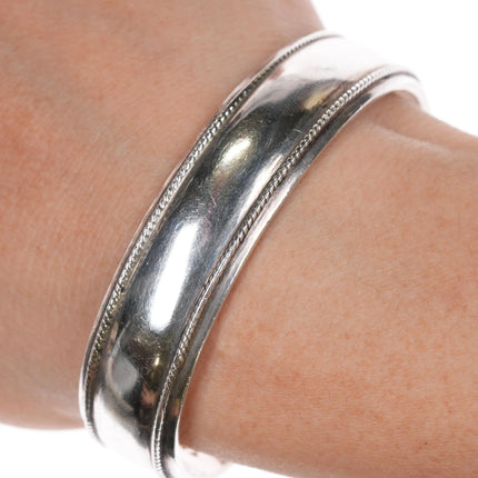 6.625" Tahe Navajo silver twisted wire border cuff bracelet - Estate Fresh Austin