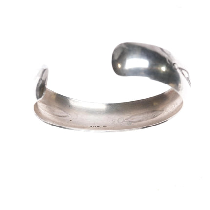 6.375" Navajo silver convex cuff bracelet with hand stampings - Estate Fresh Austin