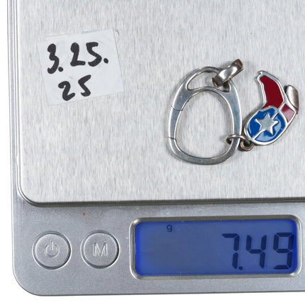 Retired James Avery Enamel Boot w/ Mauritius charm holder sterling silver - Estate Fresh Austin