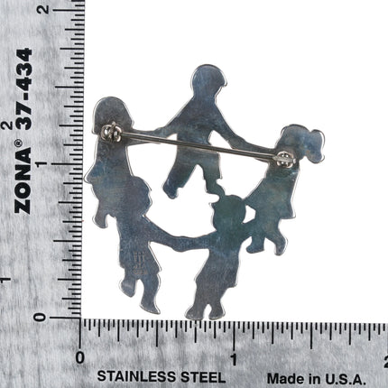 Retired James Avery Children playing ring around circle pin sterling silver - Estate Fresh Austin