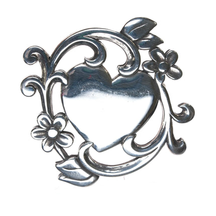 Retired James Avery Heart with flowers pin sterling silver - Estate Fresh Austin