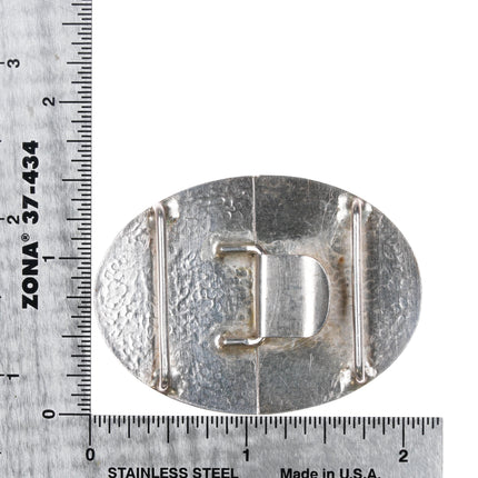 Antique Hand engraved sterling silver 2 part belt buckle - Estate Fresh Austin