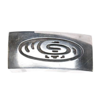 Vintage Mid Century Hopi or Navajo Sterling silver belt buckle w/overlay design - Estate Fresh Austin