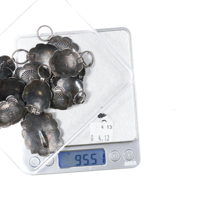 c1940's Navajo Fred Harvey sterling silver link concho belt hand stamped - Estate Fresh Austin