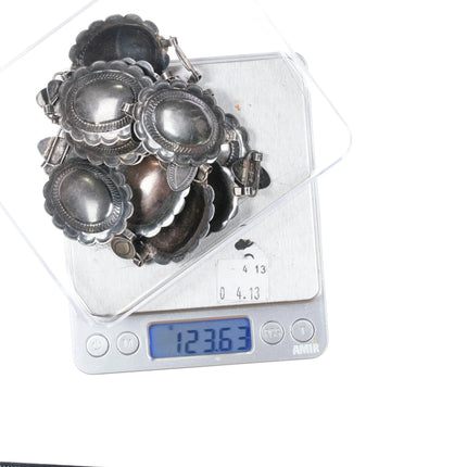 c1940's Navajo Fred Harvey sterling silver link stamped concho belt - Estate Fresh Austin