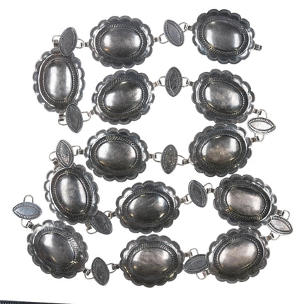 c1940's Navajo Fred Harvey sterling silver link stamped concho belt - Estate Fresh Austin