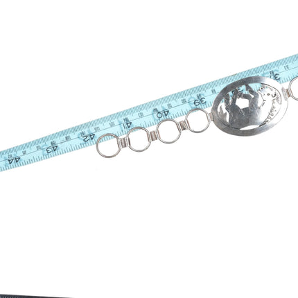 Floyd Becenti Navajo sterling silver hand engraved animals link concho belt - Estate Fresh Austin