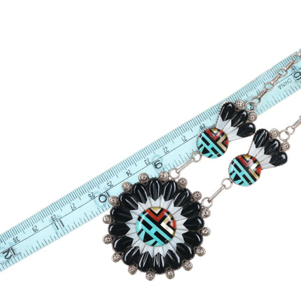 Andrew Dewa Zuni sterling silver carved inlaid Sunface necklace - Estate Fresh Austin