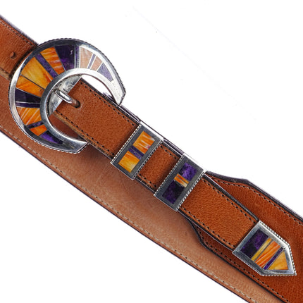 Larry Martinez Chavez Navajo Sterling Sugilite, spiny oyster ranger belt buckle - Estate Fresh Austin