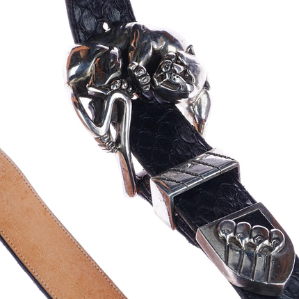 1.5" 1993 Kokopelli Designs Sterling silver Jaguar Ranger belt buckle set - Estate Fresh Austin