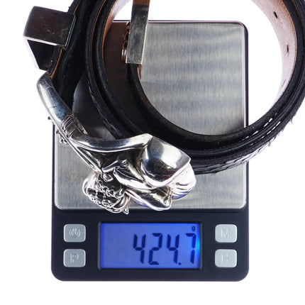 1.5" 1993 Kokopelli Designs Sterling silver Jaguar Ranger belt buckle set - Estate Fresh Austin