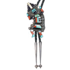 c1960 c-31 Zuni Rainbow Man Inlay intricately stamped sterling silver bolo tie - Estate Fresh Austin