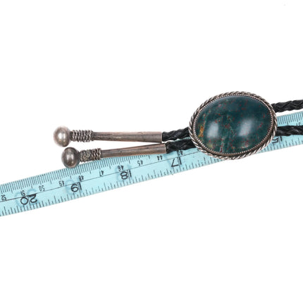 1992 Sterling silver Jasper southwestern bolo tie w/fancy tips - Estate Fresh Austin