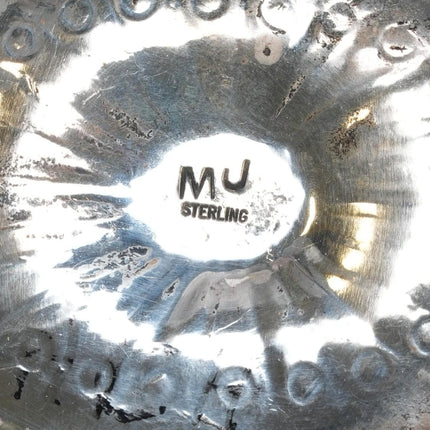 MJ Navajo sterling silver and turquoise heavily stamped belt buckle - Estate Fresh Austin