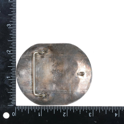 Floyd Becenti Navajo sterling silver carved Kachina overlay belt buckle - Estate Fresh Austin
