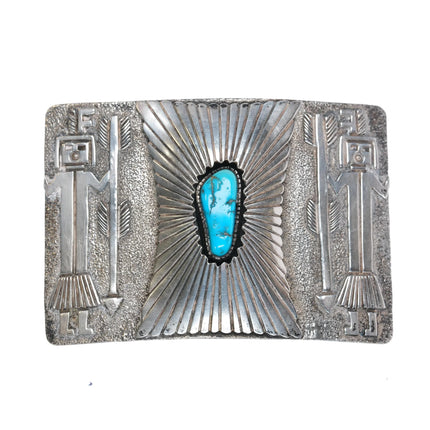 Navajo sterling silver Yei's with turquoise belt buckle - Estate Fresh Austin