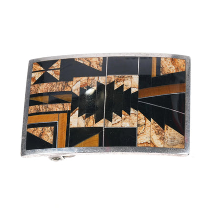 David Rosales Navajo Supersmiths Black Jade, Tigers Eye Sterling belt buckle - Estate Fresh Austin