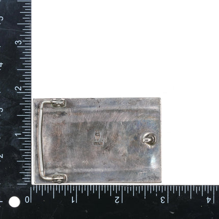 David Rosales Navajo Supersmiths Black Jade, Tigers Eye Sterling belt buckle - Estate Fresh Austin