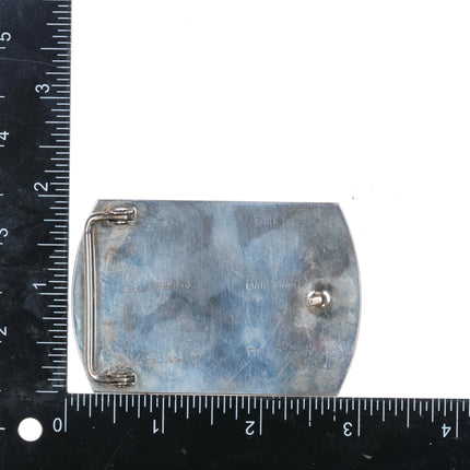 Dale Edaakie Zuni sterling silver turkey carved inlay belt buckle - Estate Fresh Austin