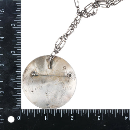 Lawrence Saufkie Hopi Overlay pendant/pin raincloud/corn design sterling silver - Estate Fresh Austin