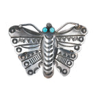 Federico Jimenez heavily stamped sterling silver turquoise eyes butterfly pin - Estate Fresh Austin