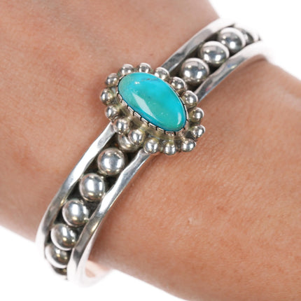 6.5" Jonathan Nez Navajo sterling silver and turquoise cuff bracelet - Estate Fresh Austin