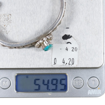 6.5" Jonathan Nez Navajo sterling silver and turquoise cuff bracelet - Estate Fresh Austin