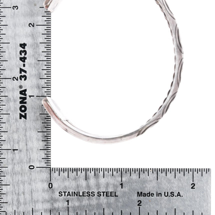 6.5" Vintage Navajo silver triple carinated twisted wire stamped cuff bracelet - Estate Fresh Austin