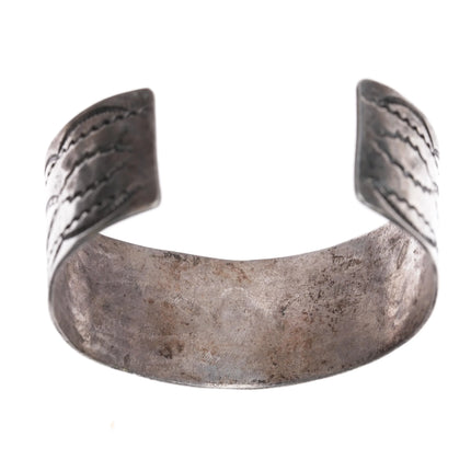 6.5" 30's-40's Navajo silver nicely stamped cuff bracelet - Estate Fresh Austin