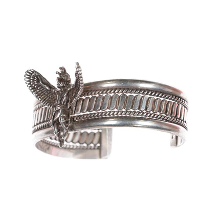 6.25" Vintage Tahe Navajo sterling eagle dancer cuff bracelet - Estate Fresh Austin