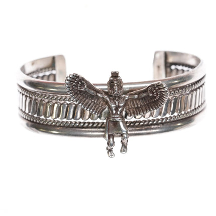 6.25" Vintage Tahe Navajo sterling eagle dancer cuff bracelet - Estate Fresh Austin