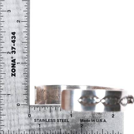 6.5" Vintage Navajo stamped silver multi-stone row cuff bracelet - Estate Fresh Austin