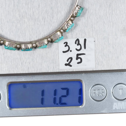 6.12" Vintage Zuni carved turquoise sterling silver cuff bracelet - Estate Fresh Austin