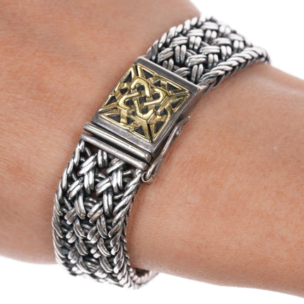 6.12" Retro Helen Chantler Sterling/18k Celtic knot woven link bracelet - Estate Fresh Austin